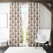Brown damask curtains in bright modern room
