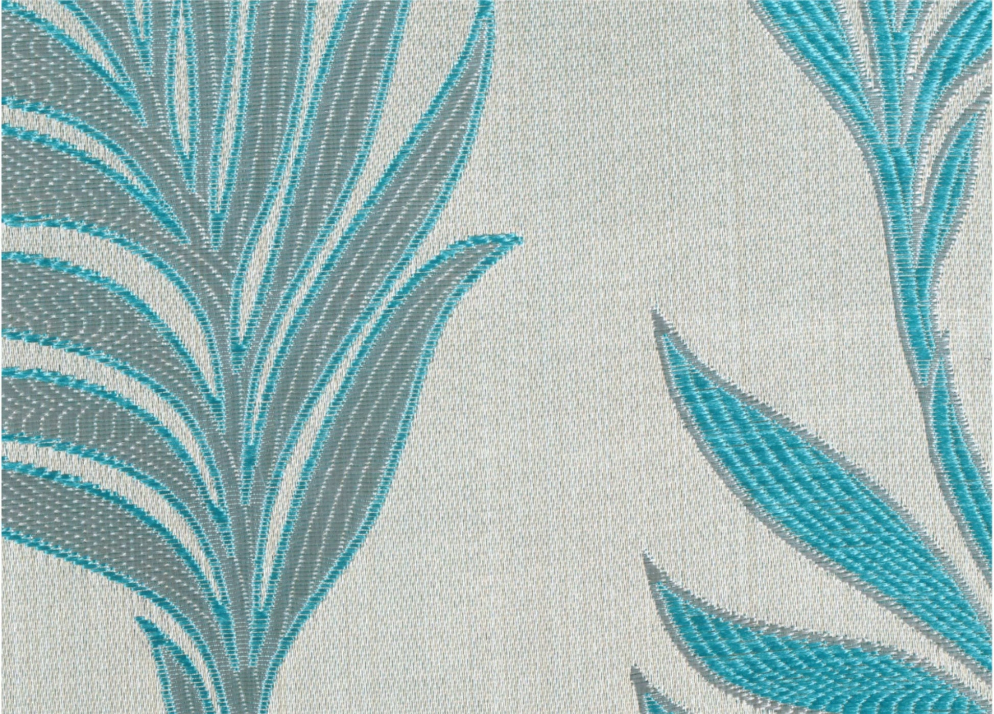 Maharani Jacquard Leaf Silver Blue Curtains 80% Blackout Window Drapes Pair - Kapissh