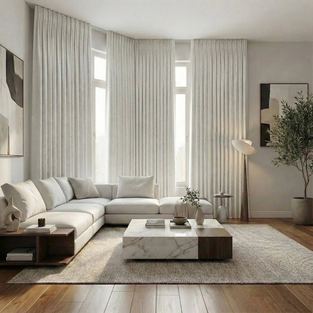 Lux Linen Herringbone Curtains – Light Filtering & Elegant Window Drapes Kapissh