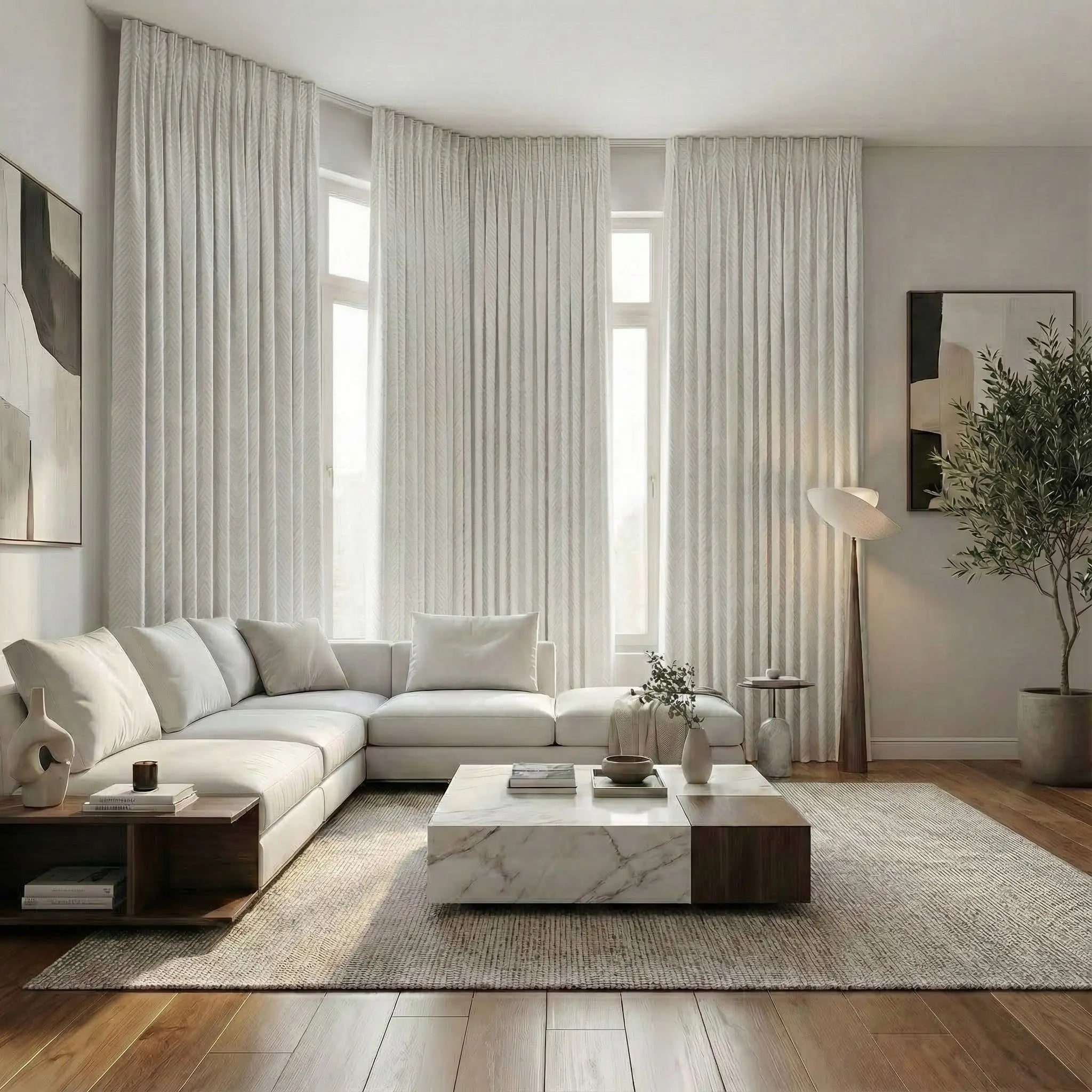 Lux Linen Herringbone Curtains – Light Filtering & Elegant Window Drapes Kapissh
