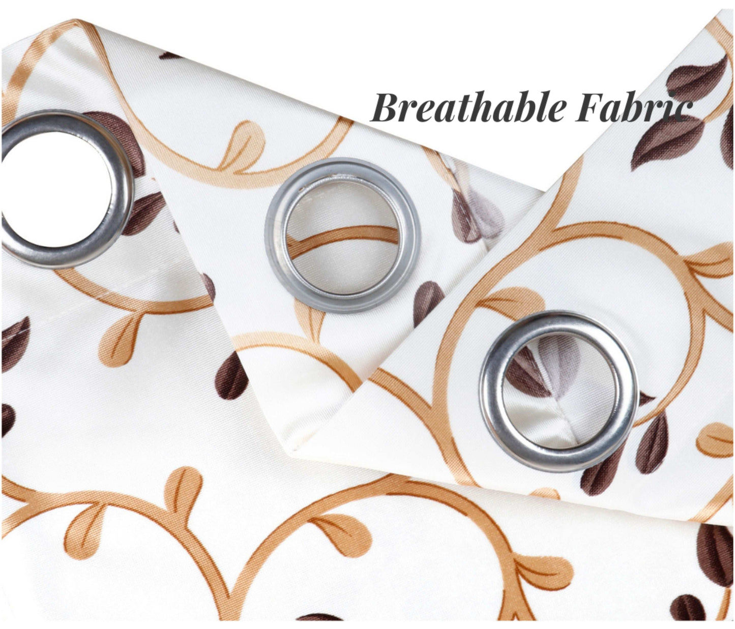 Theodore Floral Leaf Cream Curtains Pair - Kapissh