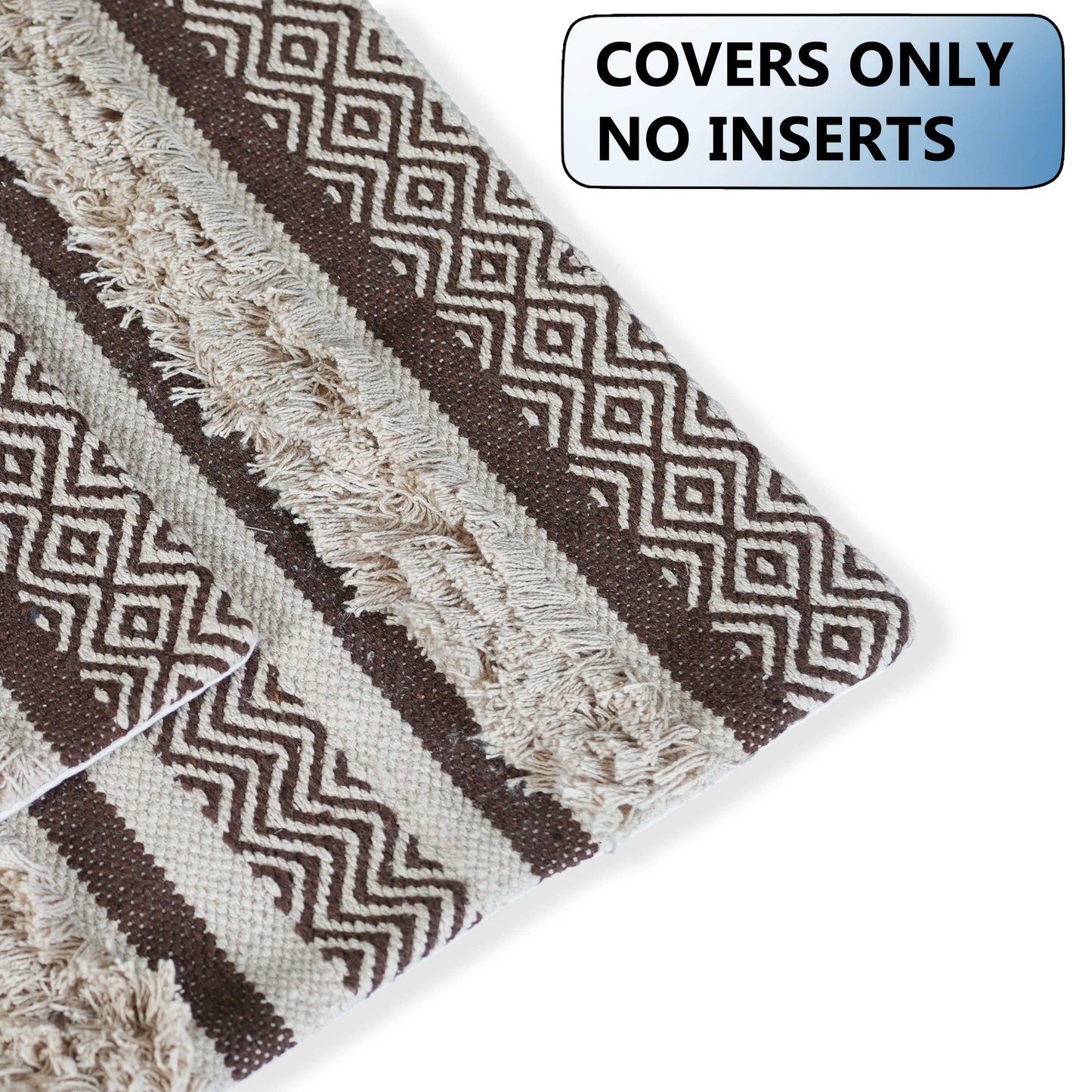 Maya Tufted 100% Cotton Woven Throw Pillow Covers Brown Pair - Kapissh