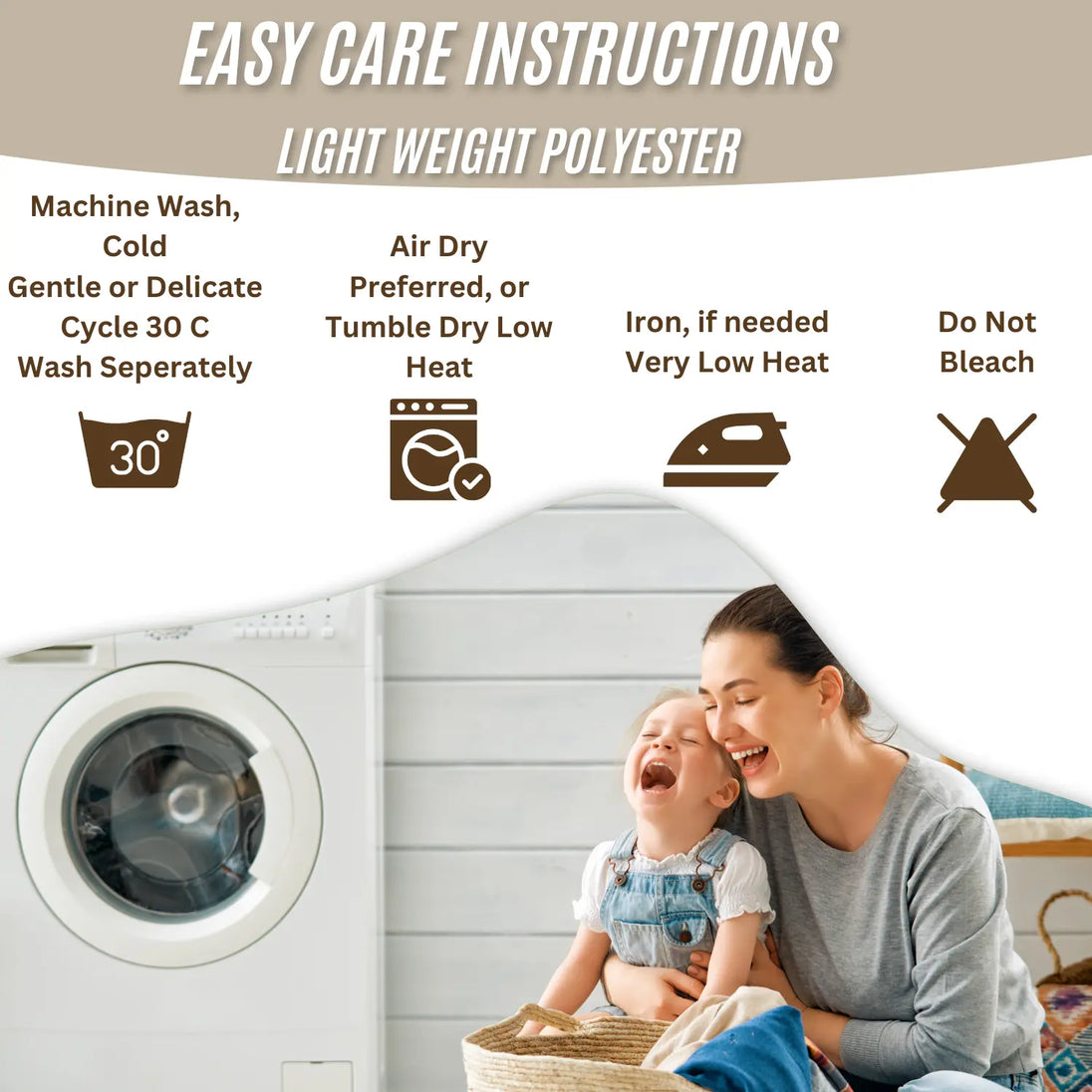 Easy care guide for lightweight polyester fabric
