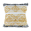 Textured yellow mustard throw pillow with boho design.
