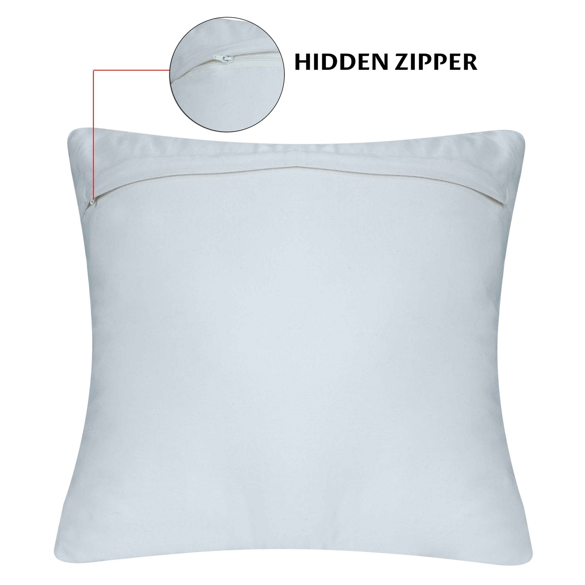 Pillow cover back with hidden zipper closure