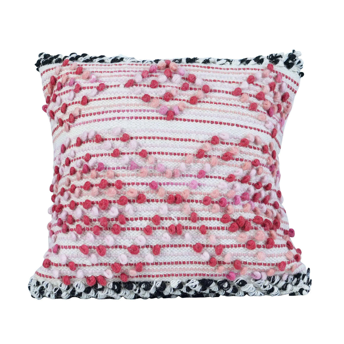 "Pink woven cushion cover"