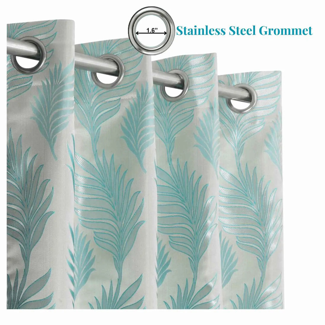 Maharani Medallion Room Darkening Green White Curtains - Kapissh