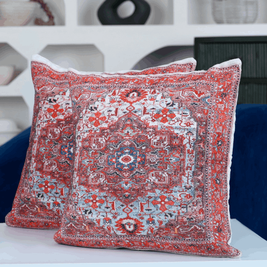 Morocco Cotton Red Throw Pillow Covers Rug Style Pillow Cover - Kapissh