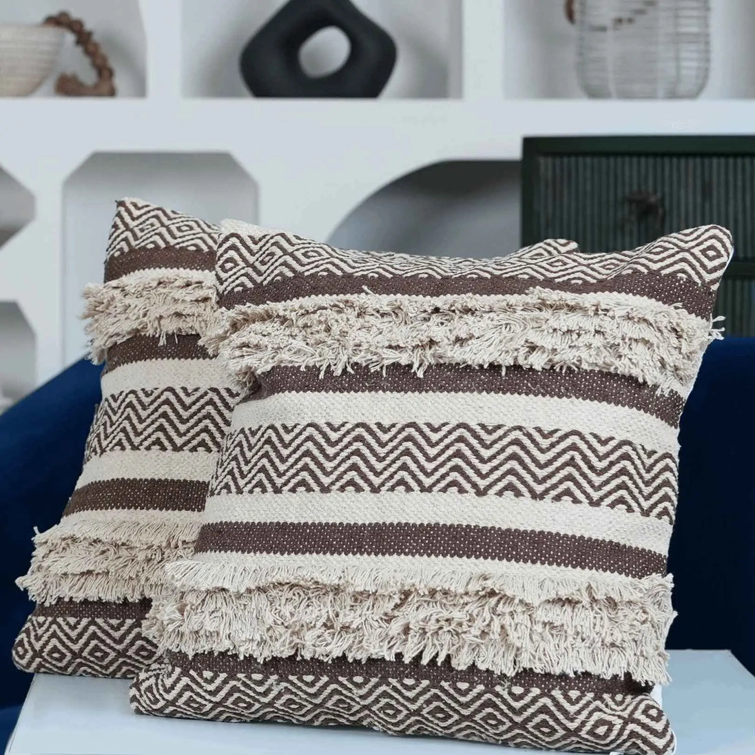 Maya decorative Cotton Brown Throw Pillow Covers - Kapissh