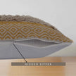 Yellow boho pillow with concealed hidden zipper.