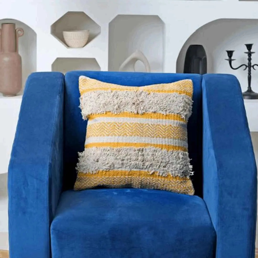 Maya Decorative Cotton Yellow Throw Pillow Covers - Kapissh