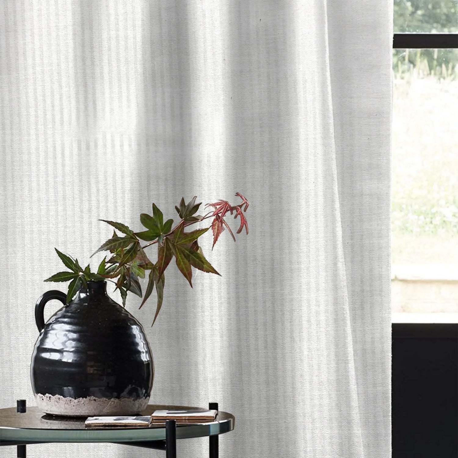 Lux Linen Herringbone Curtains – Light Filtering & Elegant Window Drapes Kapissh