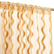 Rod pocket gold wave sheer curtain close-up.
