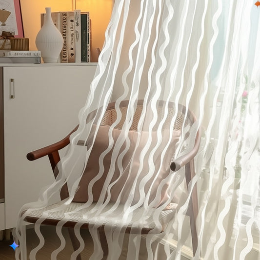 Ocean Embroidered Sheers Voile Net Curtains Pair - Kapissh