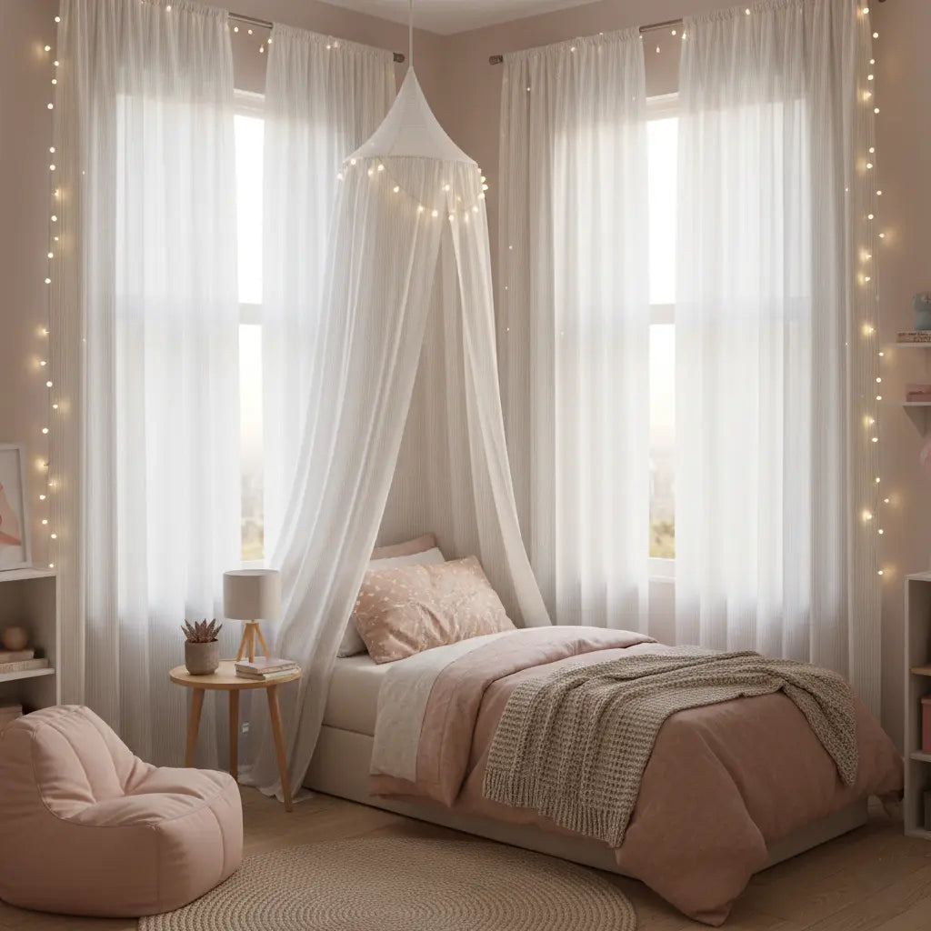 Ocean DeepStripe Linen Look Sheer Curtains – Light-Filtering Drapes for Living Room & Bedroom Kapissh