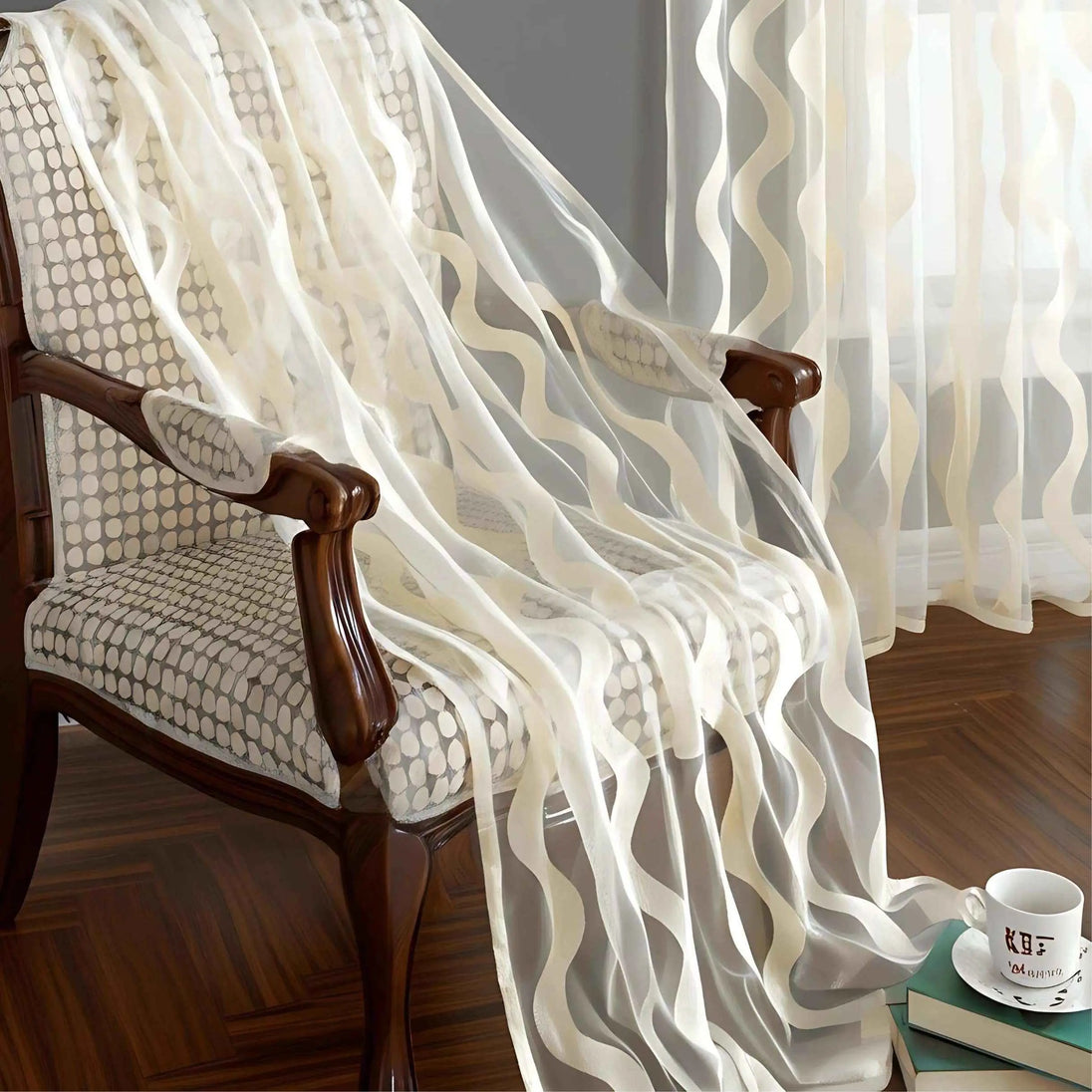 Ocean Embroidered Sheer Window Curtains - Kapissh