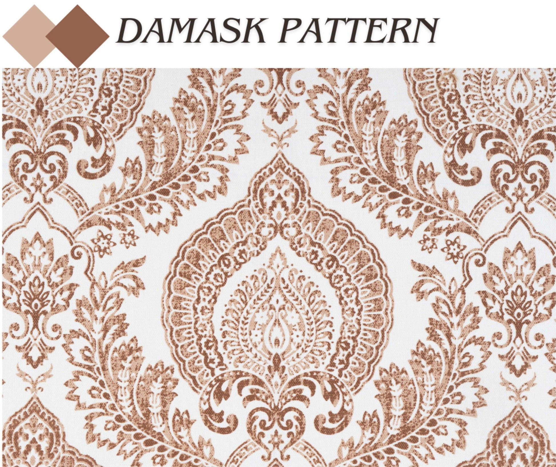 Pioneer Cotton Damask Curtains Farmhouse Boho Drapes Pair - Kapissh
