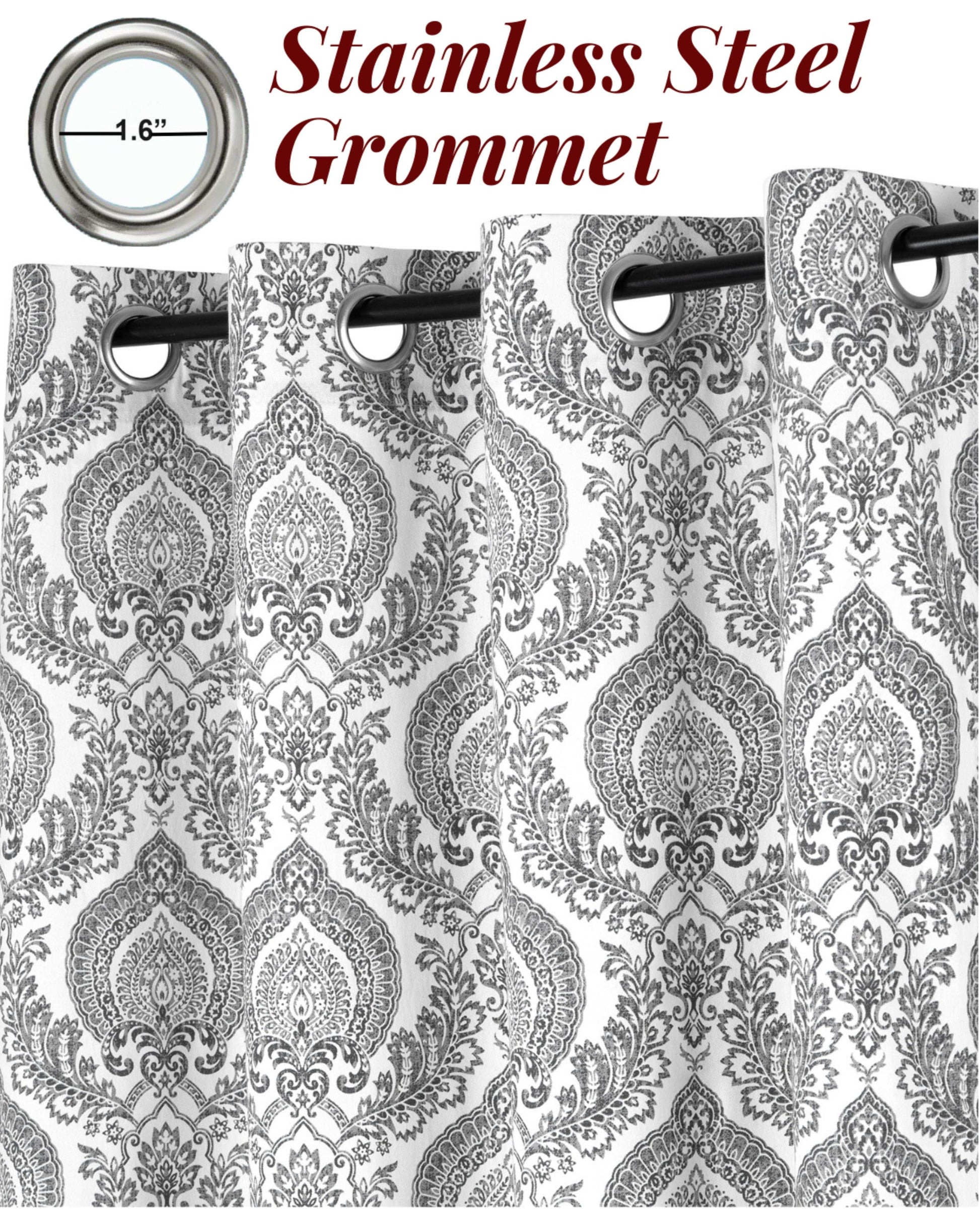 Pioneer Cotton Damask Curtains Farmhouse Boho Drapes Pair - Kapissh
