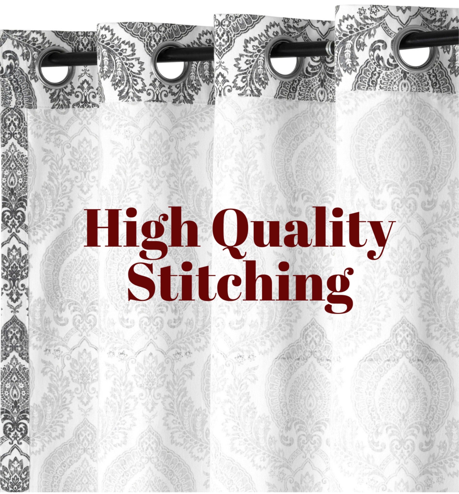 Pioneer Cotton Damask Curtains Farmhouse Boho Drapes Pair - Kapissh