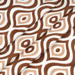 Folded fabric with retro brown geometric pattern.
