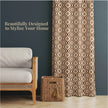Stylish brown geometric curtains complement cozy home decor.
