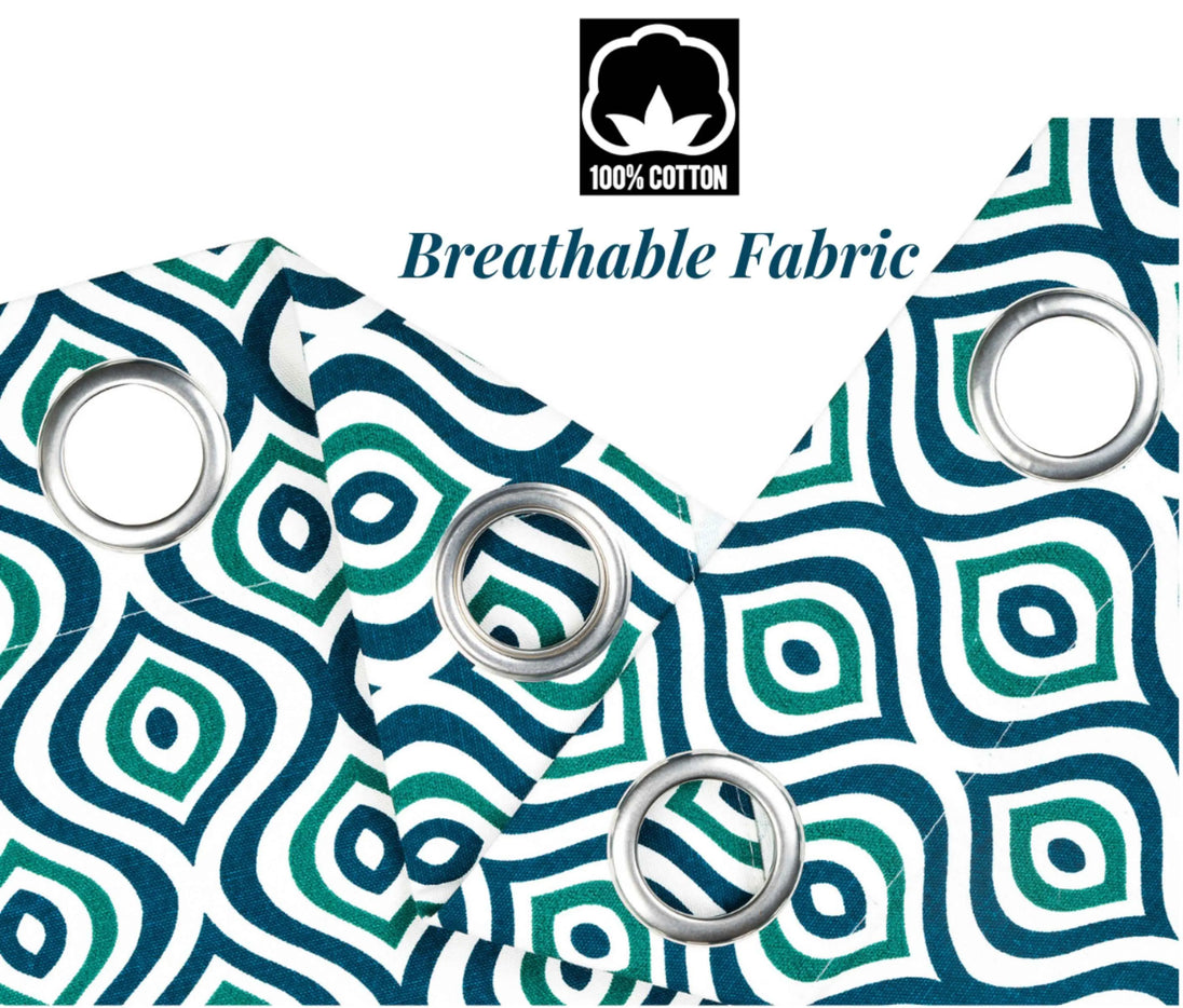 100% cotton breathable curtains with metal grommets
