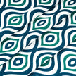 Folded cotton fabric with green-blue diamond design
