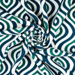 Twisted cotton fabric with blue-green diamond pattern
