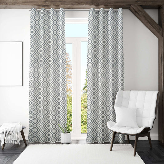 Samara Cotton Diamond Geometrical Curtains Pair - Kapissh