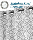 Curtains with 1.6" stainless steel grommets detail.
