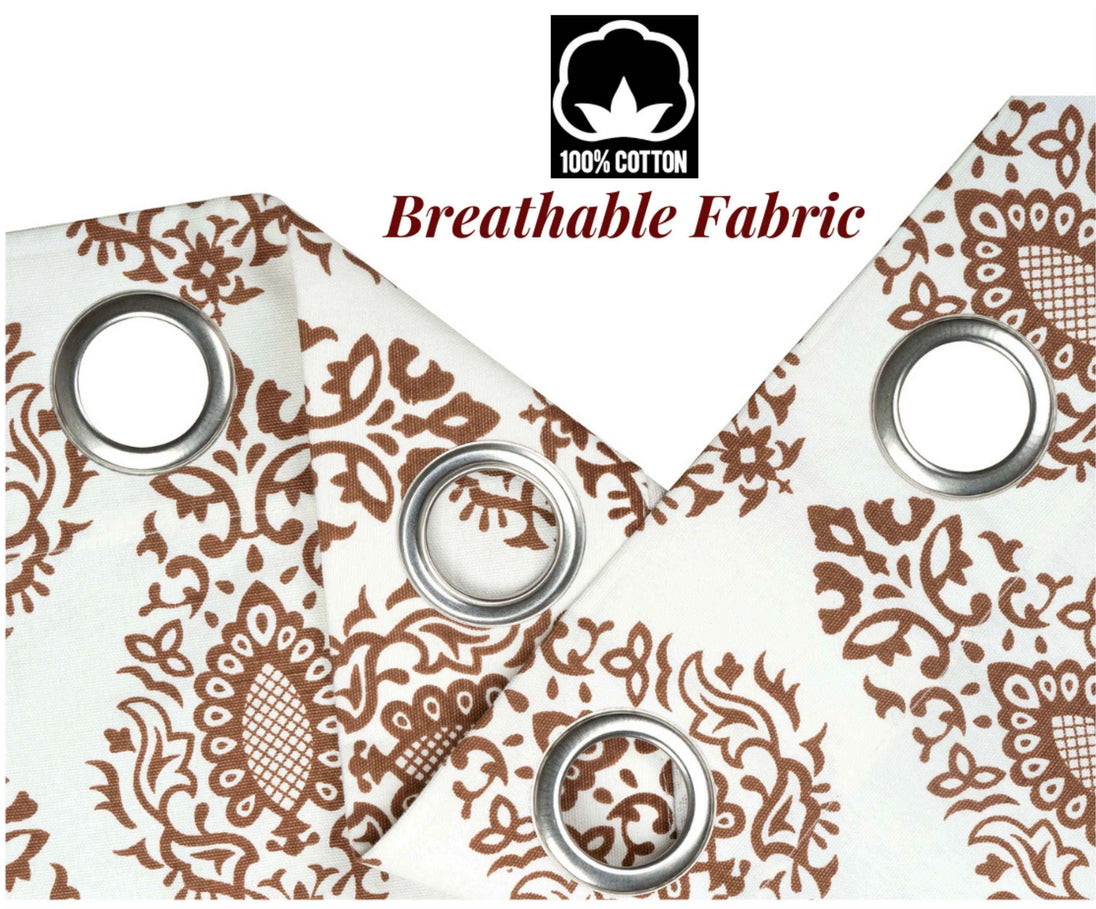 Samara Cotton Damask Farmhouse Drapes Curtains - Kapissh