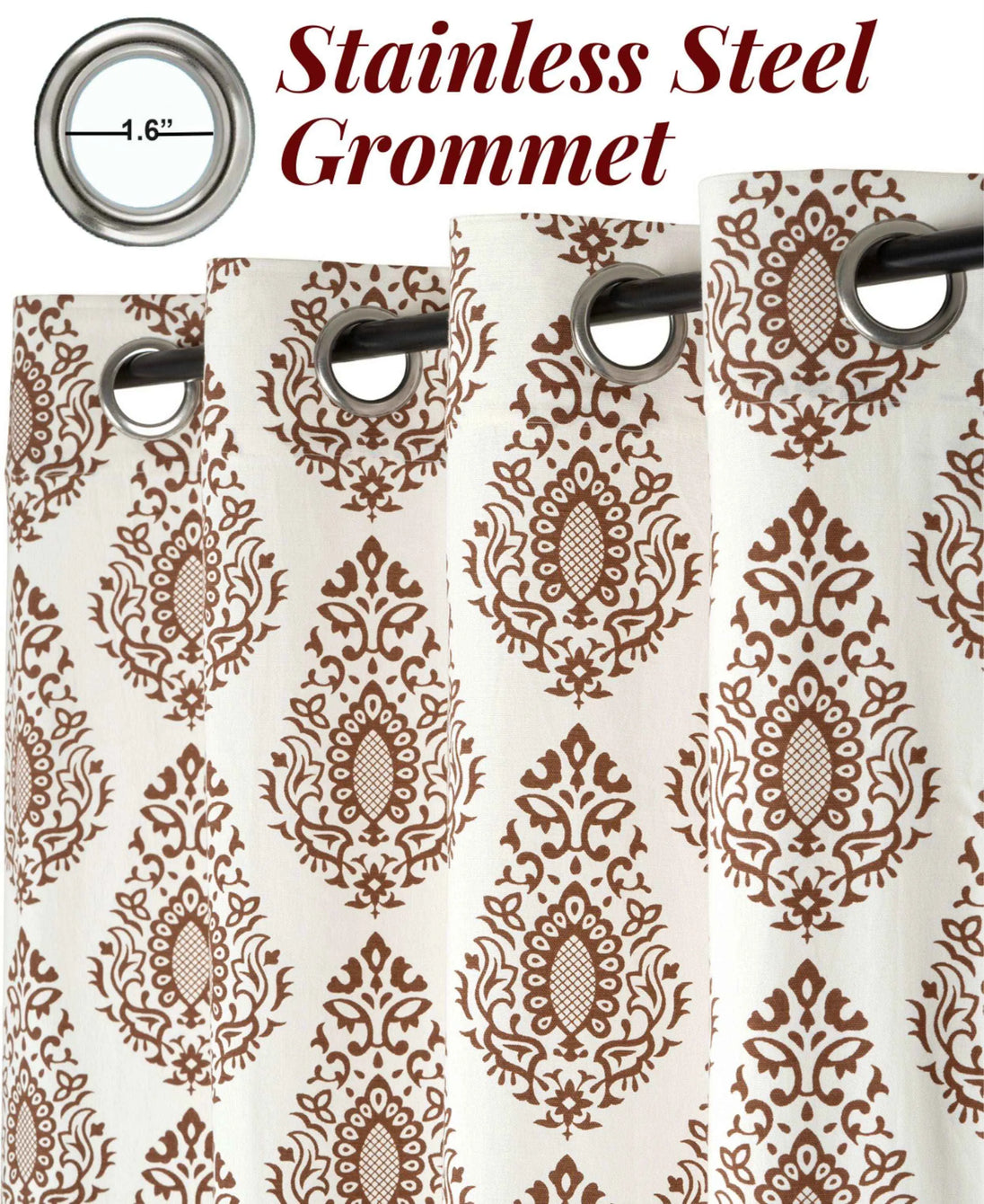 Samara Cotton Damask Farmhouse Drapes Curtains - Kapissh