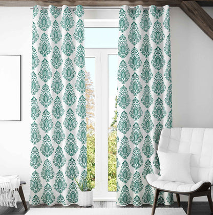 Samara Cotton Damask Farmhouse Drapes Curtains - Kapissh