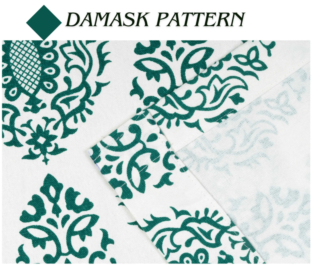 Samara Cotton Damask Farmhouse Drapes Curtains - Kapissh