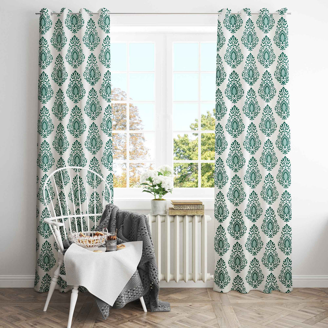 Samara Cotton Damask Farmhouse Drapes Curtains - Kapissh