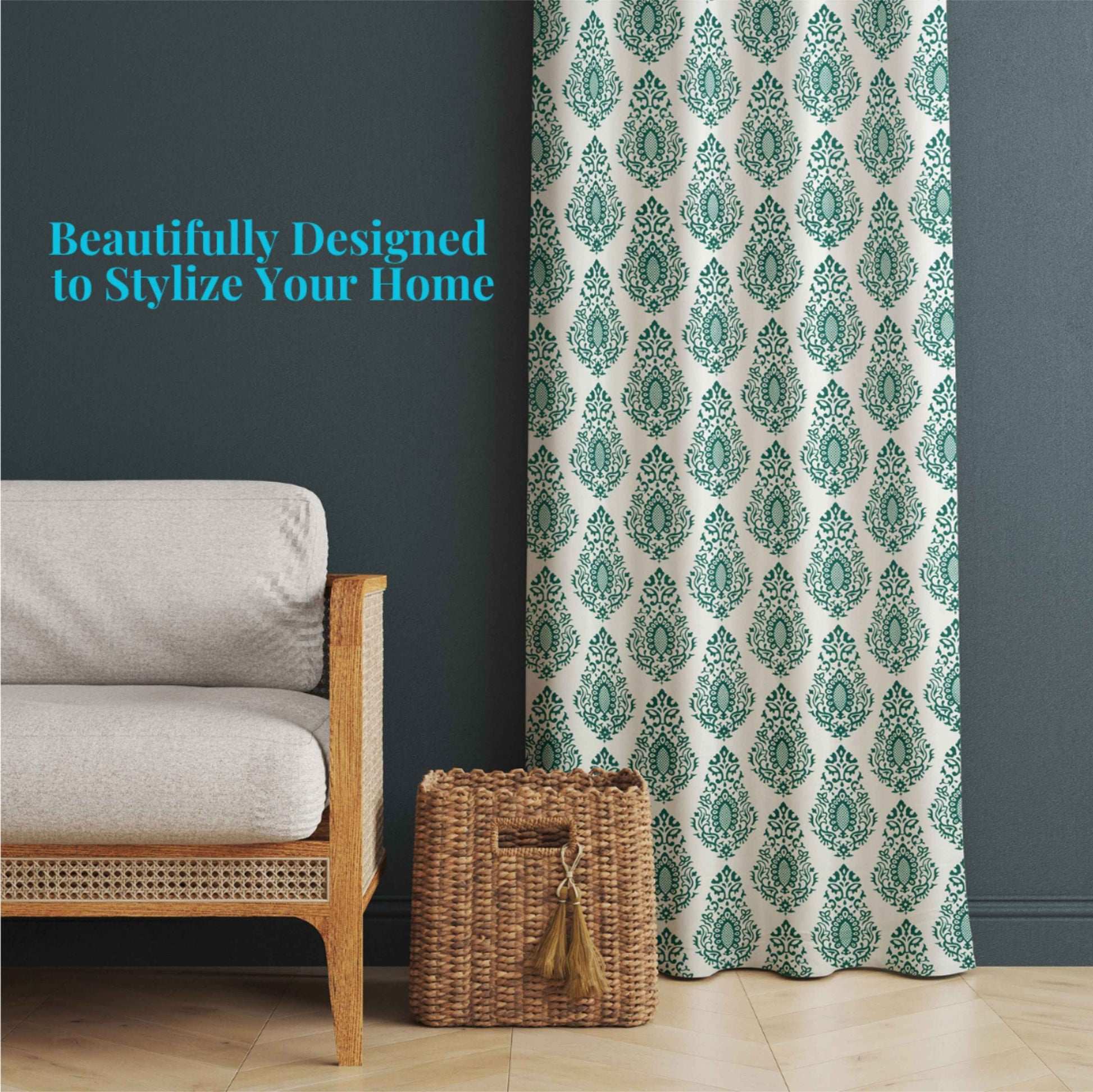 Samara Cotton Damask Farmhouse Drapes Curtains - Kapissh