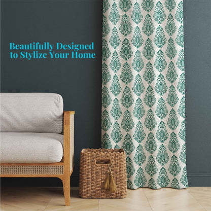 Samara Cotton Damask Farmhouse Drapes Curtains - Kapissh