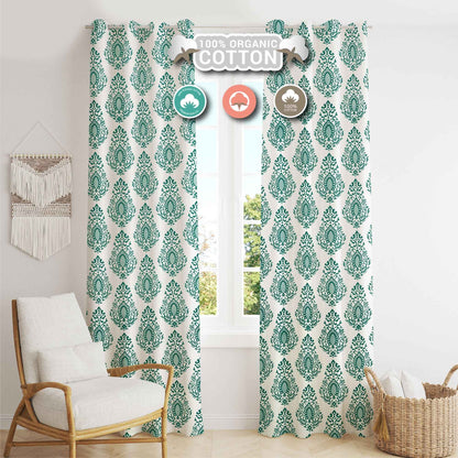 Samara Cotton Damask Farmhouse Drapes Curtains - Kapissh