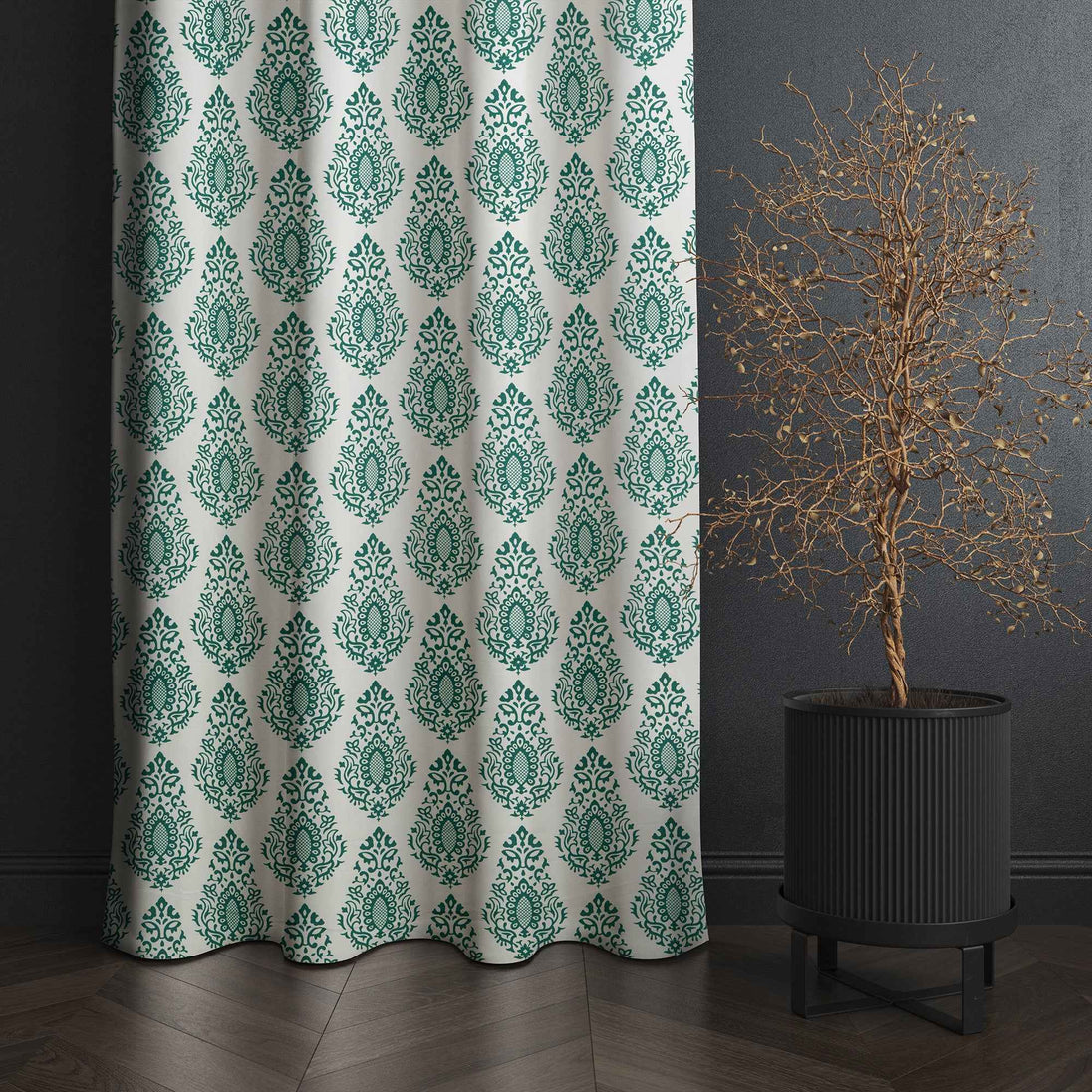 Samara Cotton Damask Farmhouse Drapes Curtains - Kapissh