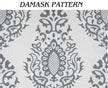 Close-up of elegant gray damask fabric pattern
