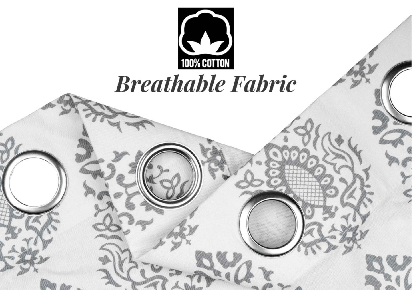 Samara Cotton Damask Farmhouse Drapes Curtains - Kapissh