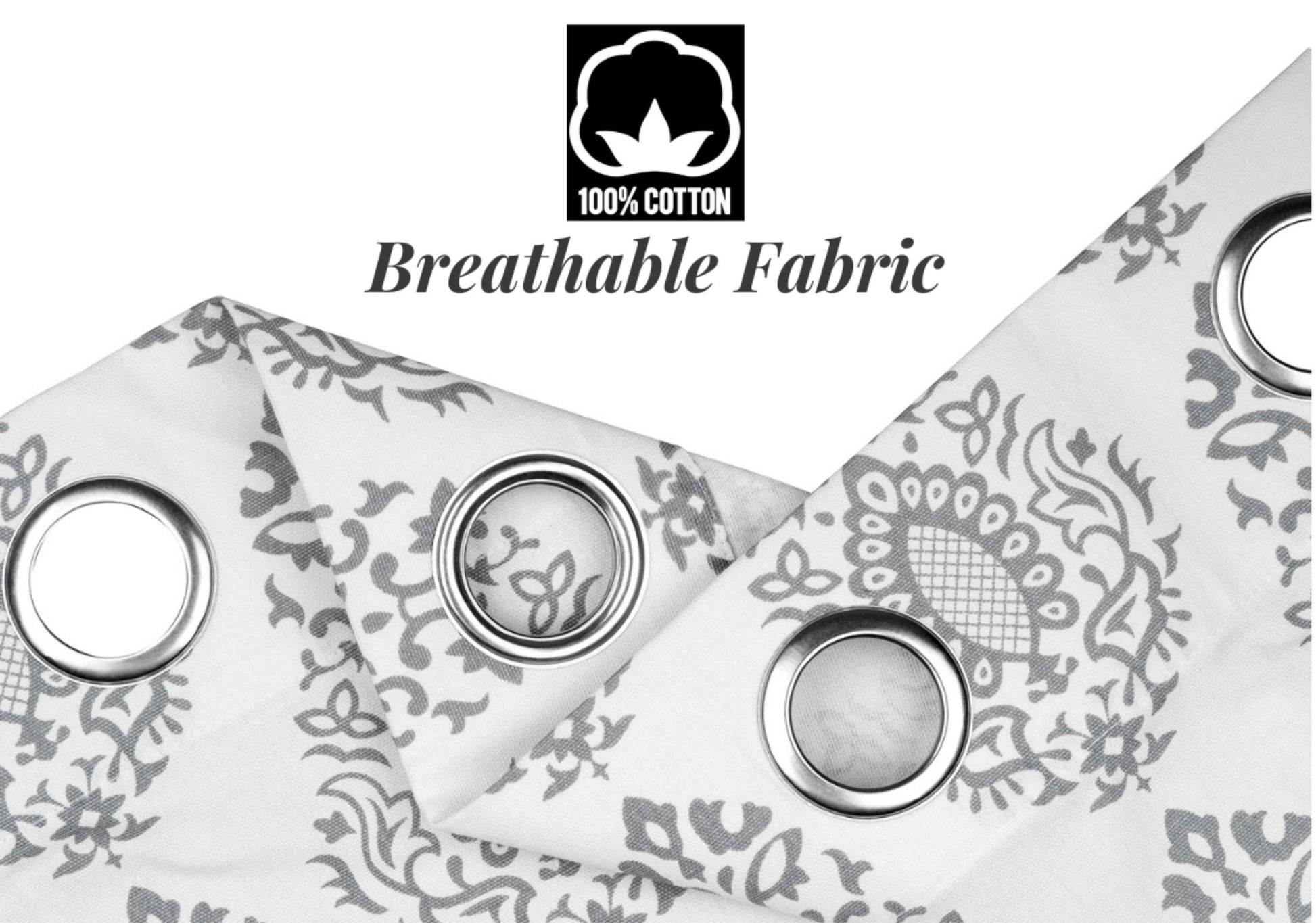 Samara Cotton Damask Farmhouse Drapes Curtains - Kapissh