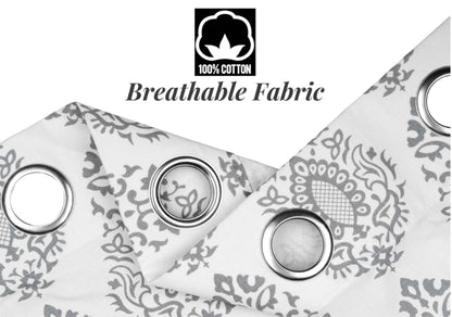 Samara Cotton Damask Farmhouse Drapes Curtains - Kapissh