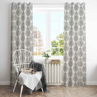 Samara Cotton Damask Farmhouse Drapes Curtains - Kapissh
