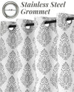 Gray damask curtains with 1.6" stainless steel grommets
