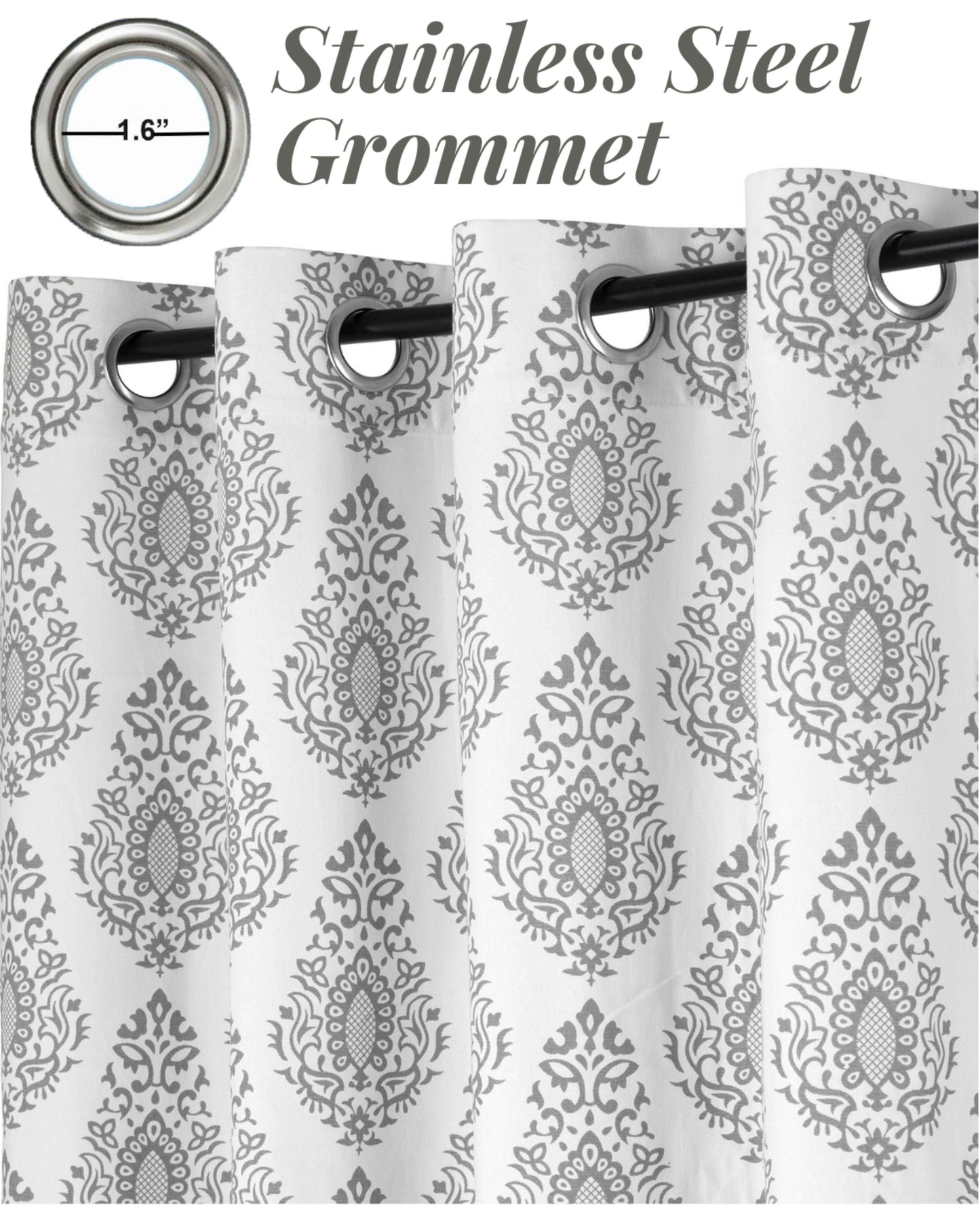 Samara Cotton Damask Farmhouse Drapes Curtains - Kapissh