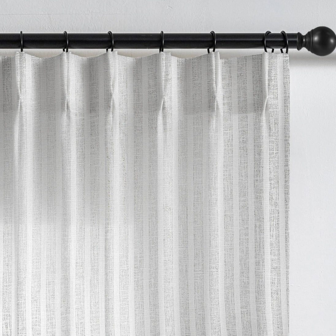 Ocean DeepStripe Linen-Look Sheer Curtains – Light-Filtering Drapes for Living Room & Bedroom Kapissh