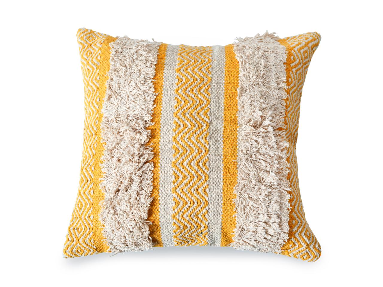 Maya Tufted 100% Cotton Woven Throw Pillow Covers Yellow Pair - Kapissh