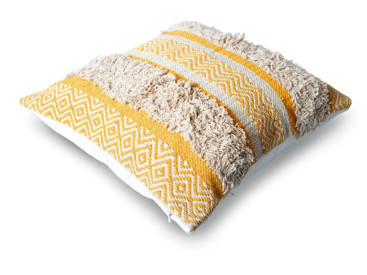 Maya Tufted 100% Cotton Woven Throw Pillow Covers Yellow Pair - Kapissh