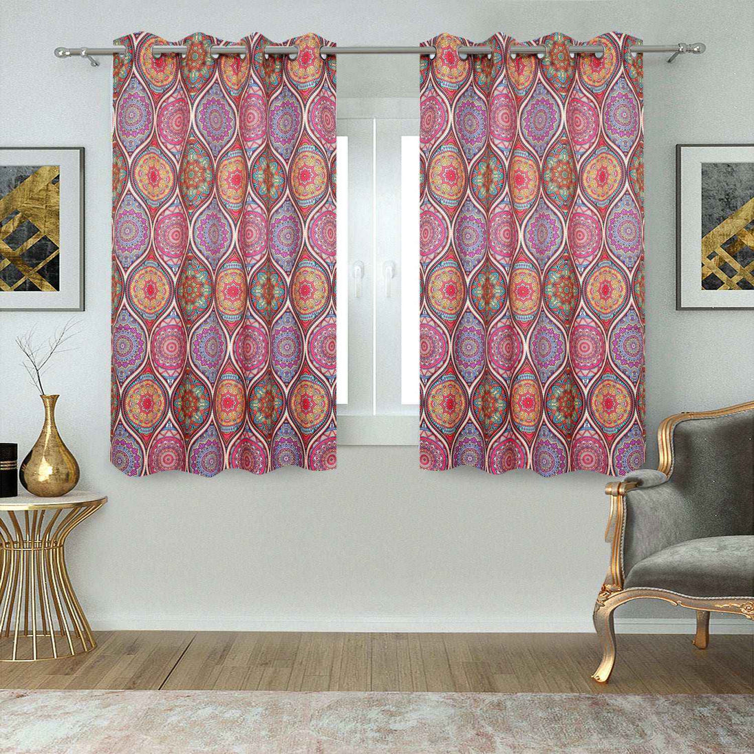 Winnetka Multicolor Purple Violet Pink Curtains - Kapissh